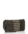 espresso studded suede 'Flek Bownight' wristlet