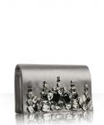 dark silver satin jeweled clutch