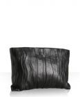 black leather 'Stripes' clutch