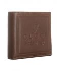 light brown leather logo bi-fold wallet