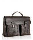 brown leather basketweave pocket briefcase