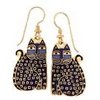 Indigo Kittens Gold Earrings