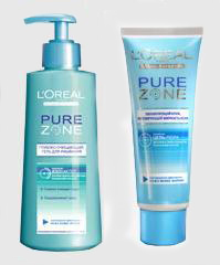 L`Oreal Pure Zone: очищающий гель для умывания и увлажняющий крем