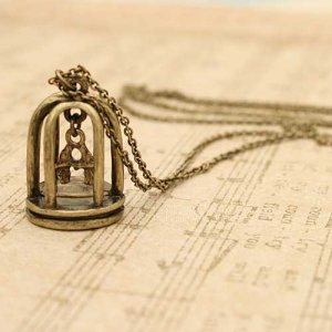 Captured in romance birdcage necklace