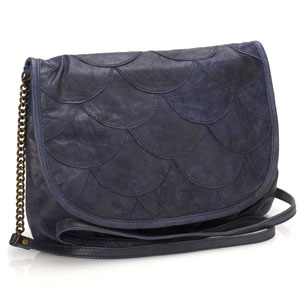 Deeps Scalloped Blue Leather Cross Body Bag