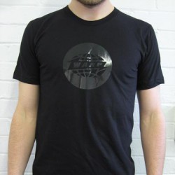 Black Warp Logo T-Shirt with Black Glossy Print