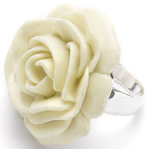 Accessorize White Carved Flower Ring