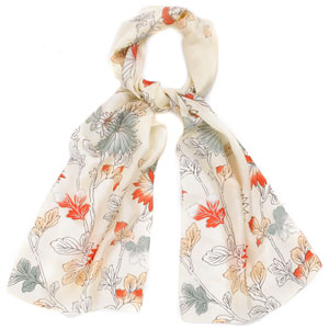 Painted Floral Silk Scarf