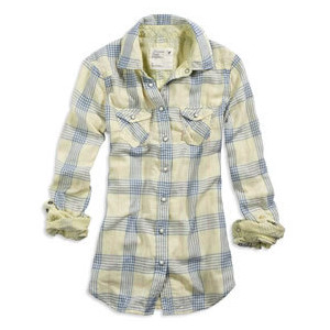 Womens AE Double Weave Western Shirt - Green