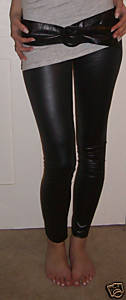 WET LOOK LEGGINGS Ankle length Black