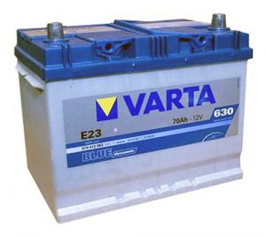 Аккумулятор автомобильный VARTA E23 Blue dynamic ASIA, 12V 70Ah 630A, обратной полярности, 261x175x220