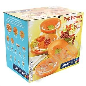 Luminarc: Сервиз столовый Pop Flowers Orange (19 предметов, 6 персон)