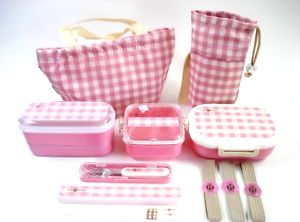 Japanese Bento Lunch Box Set Deli Style PINK