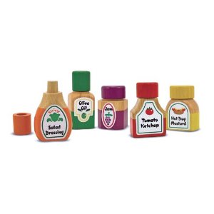 Melissa & Doug Deluxe Wooden Magnetic Kitchen Bottle Collection