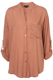 Light Tan Long Sleeve Collarless Grandad Shirt