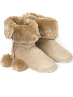 pom pom furry cuff slipper boots