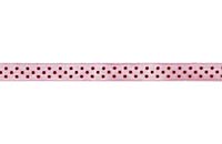 Лента May Arts - Polka Dots Sheer Ribbon - Pink W/Brown Dots, ширина 1 см, длина 90см