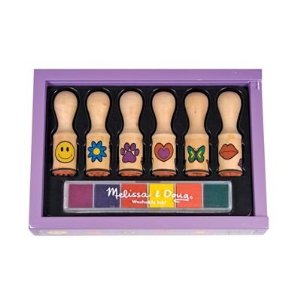 Melissa & Doug Deluxe Wooden Happy Handle Stamp Set