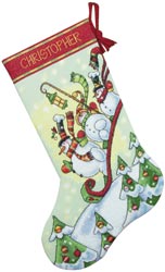 Sledding Snowmen Stocking