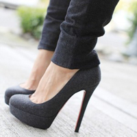 dark grey flannel pumps