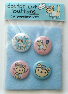 Doctor Cat Button Set