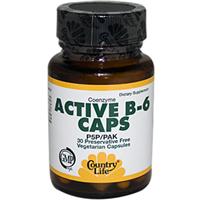 Country Life, Gluten Free, Active B-6 ( PAK pyridoxine alpha-ketoglutarate )