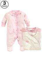 Pink Frill Sleepsuits Three Pack