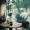 Sit in a cafe by the window during a rain