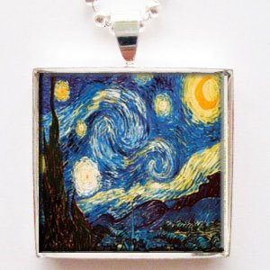 Starry Night Vincent Van Gogh Glass Tile Pendant Necklace