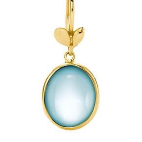 Paloma Picasso® Olive Leaf drop earrings in 18k gold with blue topazes.