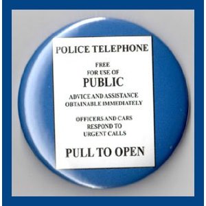 Doctor Who Police Box Sign 2.25 Inch Button