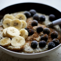 + Oatmeal with banana and blueberry