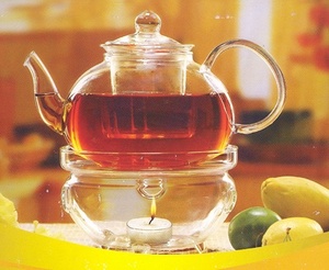 Glass teapot with warmer