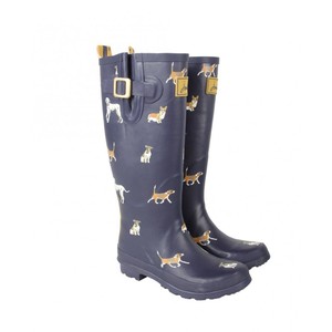 Womens Printed Welly, Navydog